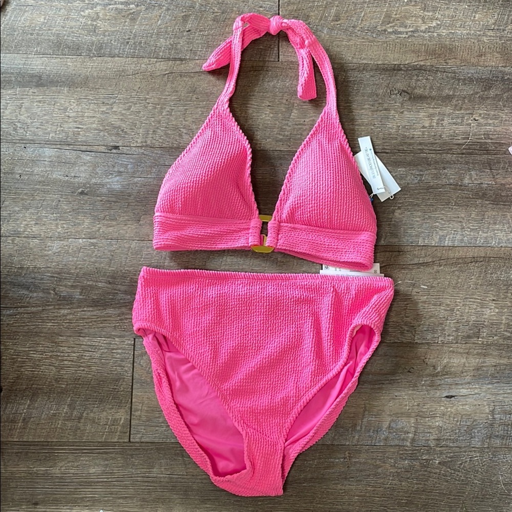 NWT Bleu Rod Beattie Textured Bikini top & high waisted bikini bottoms set